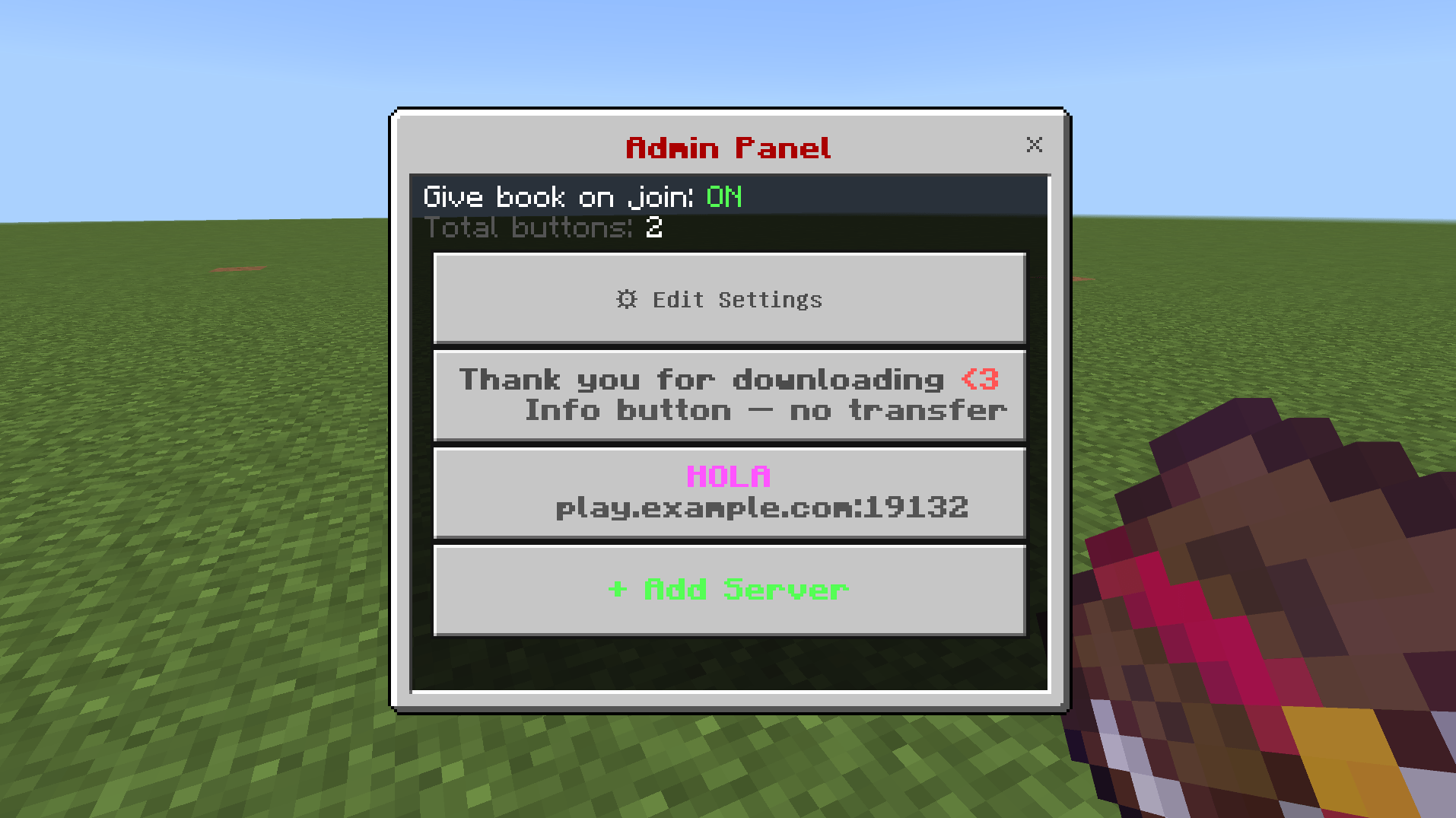 Server Hub Menu — screenshot 1