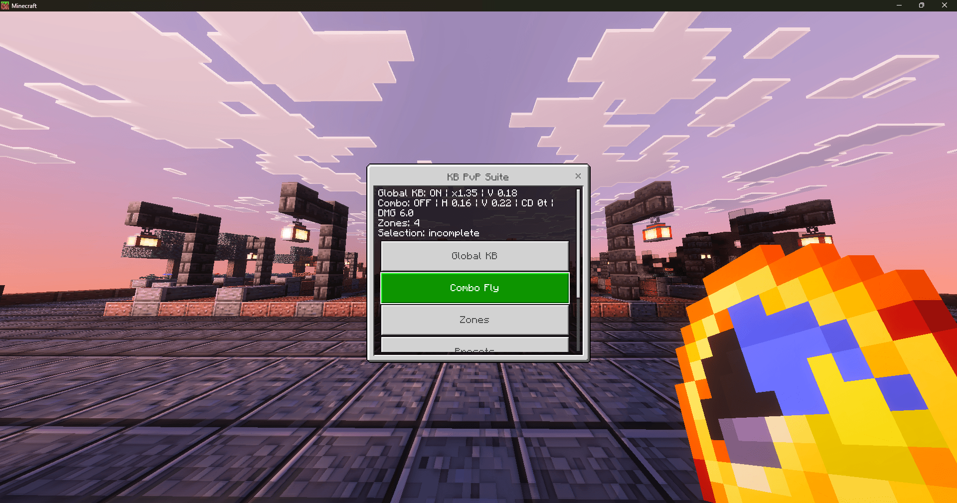 custom kb and combo fly with tick between hits customizable by zones — screenshot 1