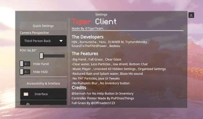 Tiger Client V4 | Minecraft PE Texture Pack — screenshot 2