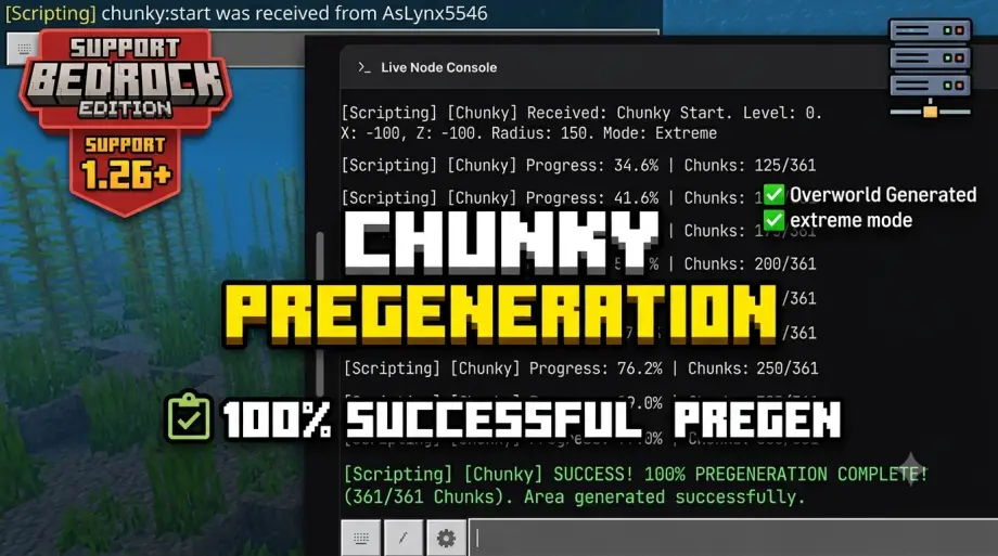Chunky Pregenerator Addon for Minecraft Bedrock 26.50