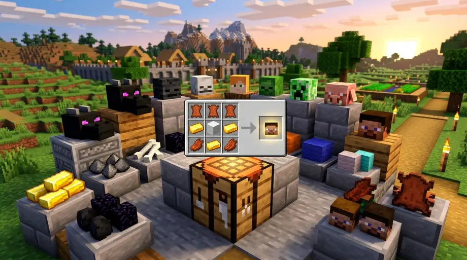Head Recipes Addon for Minecraft Bedrock 26.50