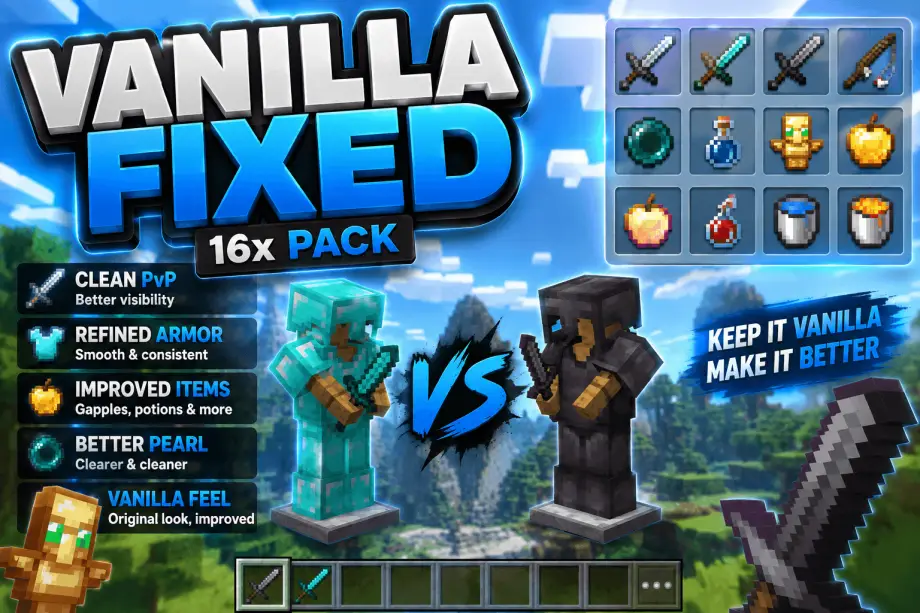 Vanilla Fixed Texture Pack for Minecraft Bedrock 26.50