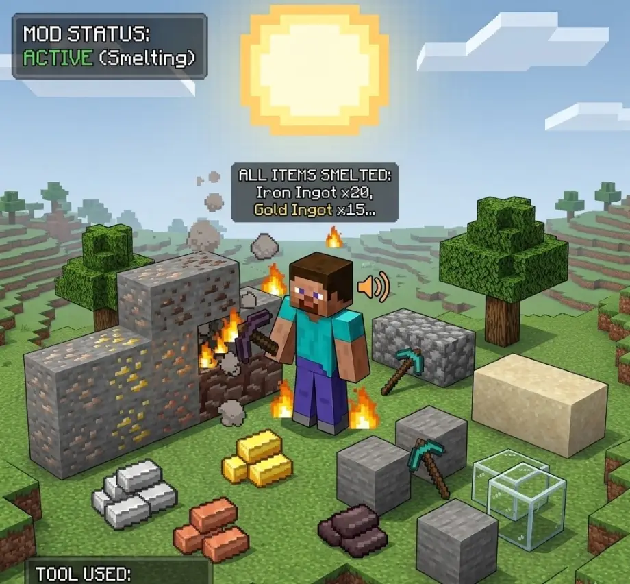 NightOps Auto Smelt Add-on for Minecraft