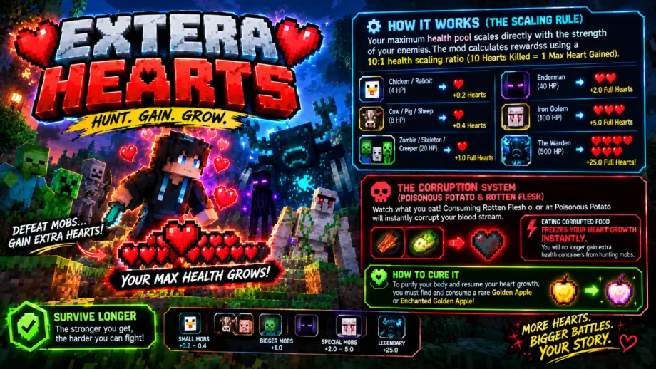 Extra Hearts Add-on for Minecraft