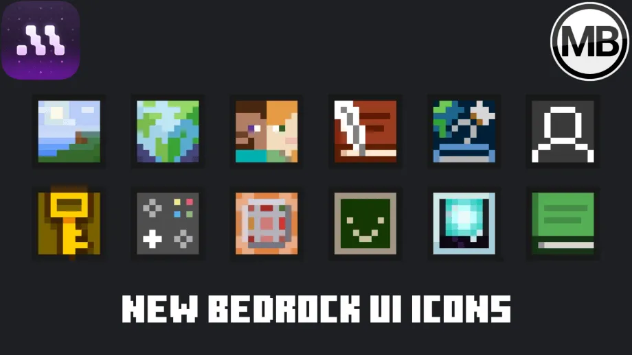 New Bedrock UI Icons Texture Pack for MCPE 1.21.90