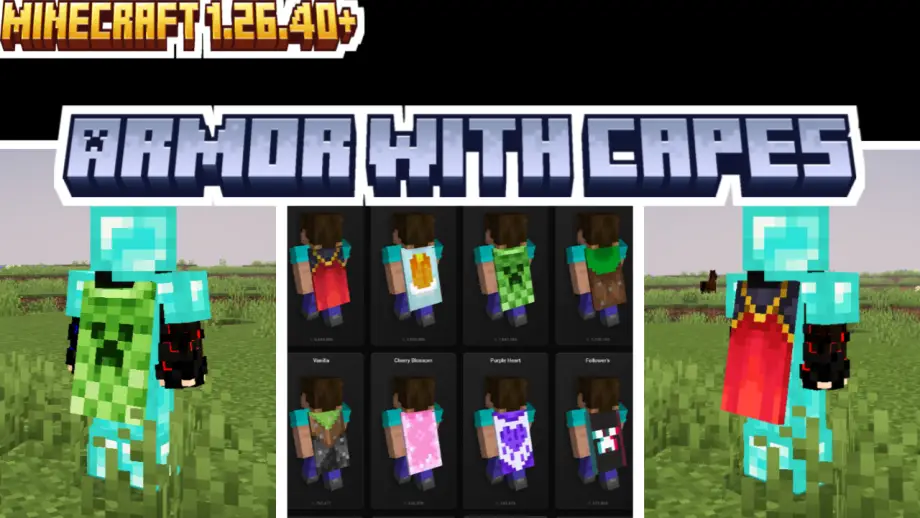 Armor With Capes Texture Pack for Minecraft Bedrock 26.50