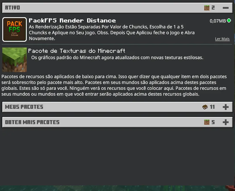 PackFPS Render Distance Texture Pack for Minecraft Bedrock