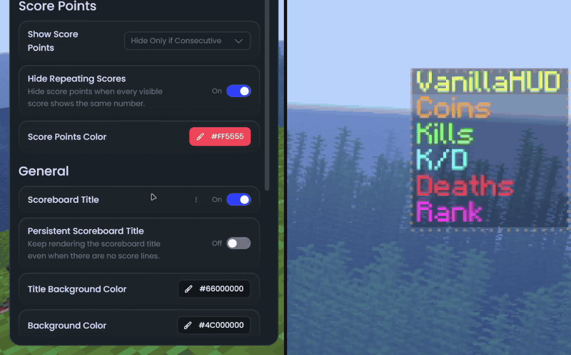VanillaHUD (Scoreboard / Hotbar / More) — screenshot 2