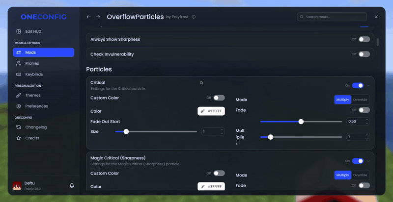 OverflowParticles (Particles Mod) — screenshot 1