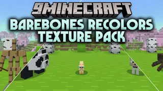 BareBones Recolors Texture Pack (26.x) – Trailer-Style Flat Textures for Bedrock