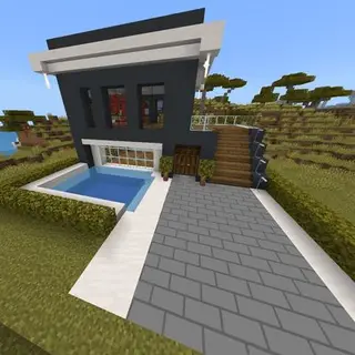 Modern Survival House With Pool - Small Black Villa 2 Floors