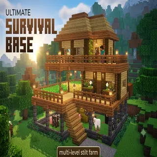 Elevated Wooden Survival House | Hardcore | Achievements Enabled