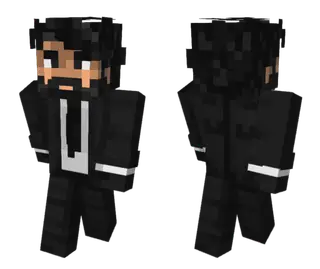 Bearded Man in Black Suit Skin