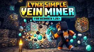 Lynx Simple Vein Miner Addon for Minecraft Bedrock 26.50